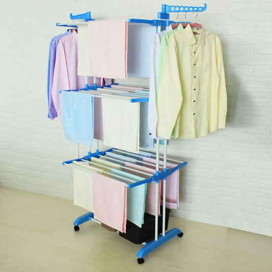 Steel Full Size Heavy Duty Double Pole 3 Layer Cloth Drying Stand