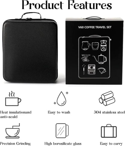 V60 Pour Over Coffee Maker Set of 9 pieces for camping