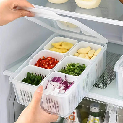 6 Food Storage Containers, Fridge Organizer