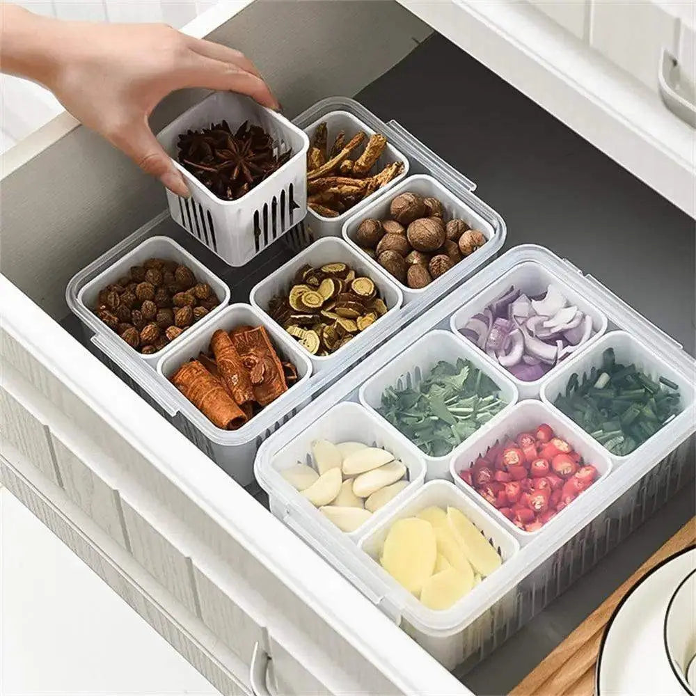 6 Food Storage Containers, Fridge Organizer