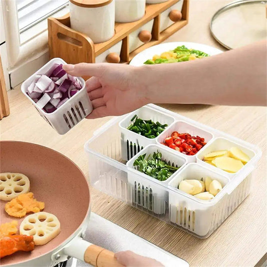 6 Food Storage Containers, Fridge Organizer