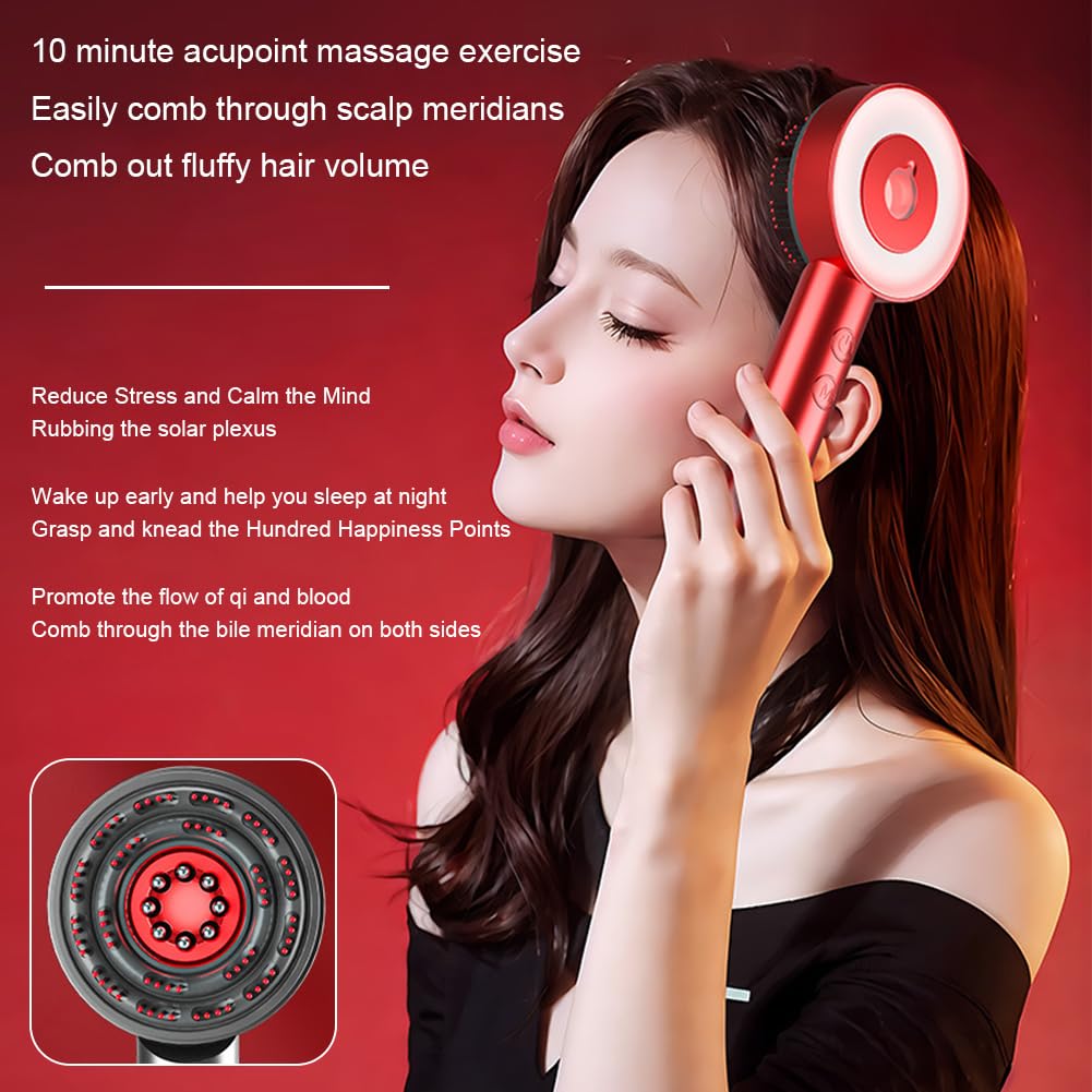 Electric Massage Comb 3 in 1, Vibration Red Light Therapy, Hair Growth Massage Scalp Brush Anti Hair Loss Liquid Oil Applicator