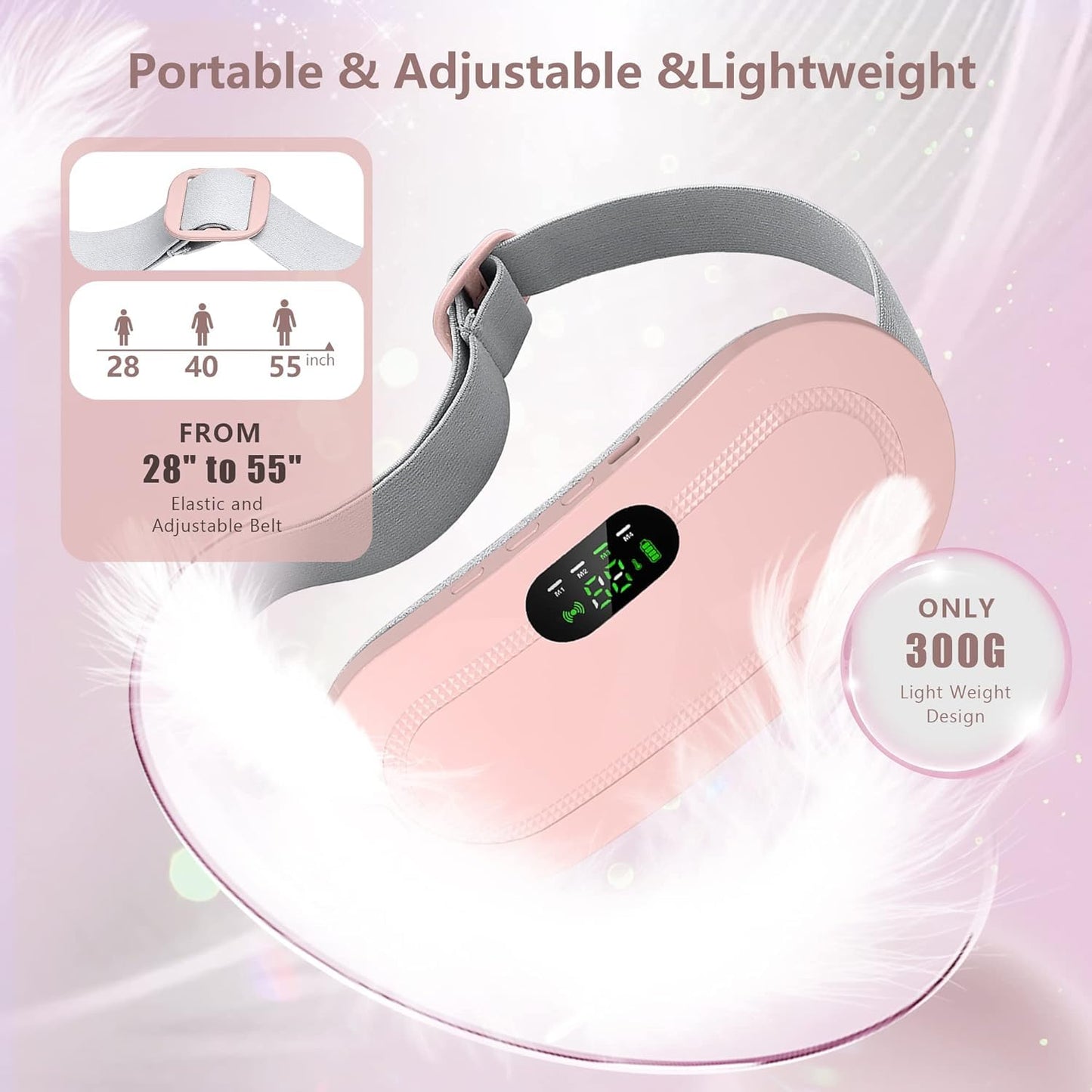 Period Heating Pad for Cramp relief with 3 Heat Levels and 4 Massage Modes