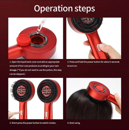 Electric Massage Comb 3 in 1, Vibration Red Light Therapy, Hair Growth Massage Scalp Brush Anti Hair Loss Liquid Oil Applicator
