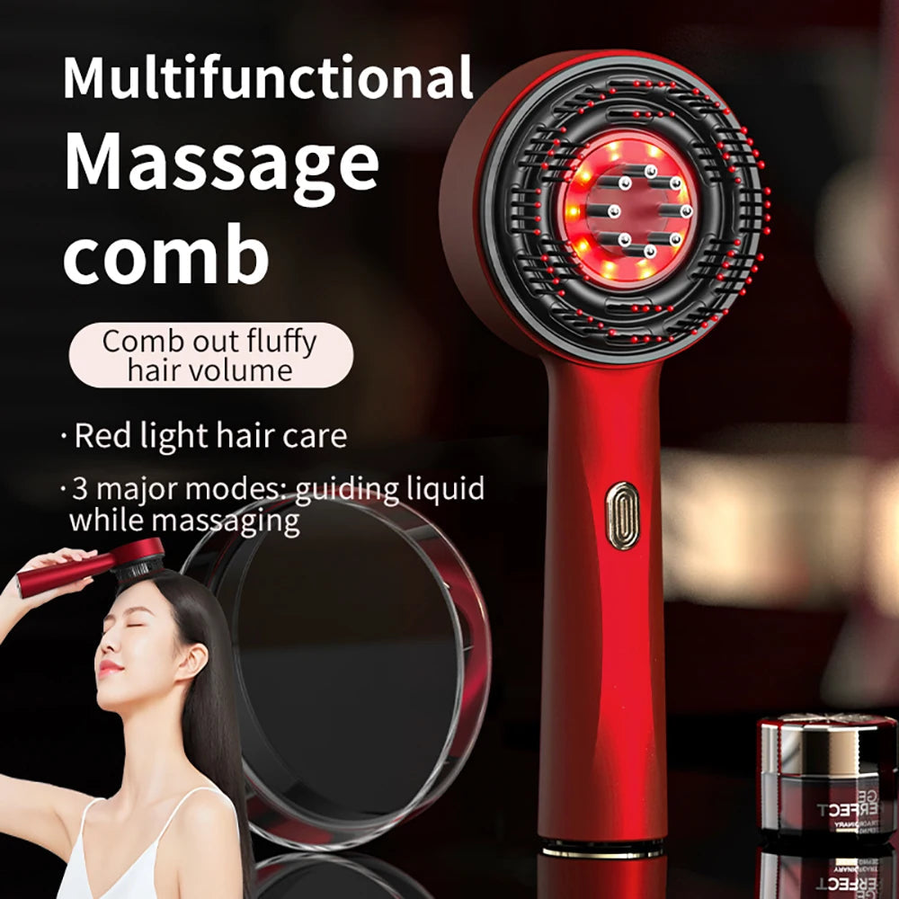 Electric Massage Comb 3 in 1, Vibration Red Light Therapy, Hair Growth Massage Scalp Brush Anti Hair Loss Liquid Oil Applicator
