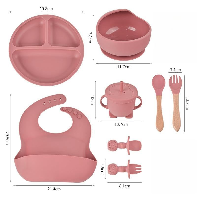 8 Pack Silicone Baby Feeding Set