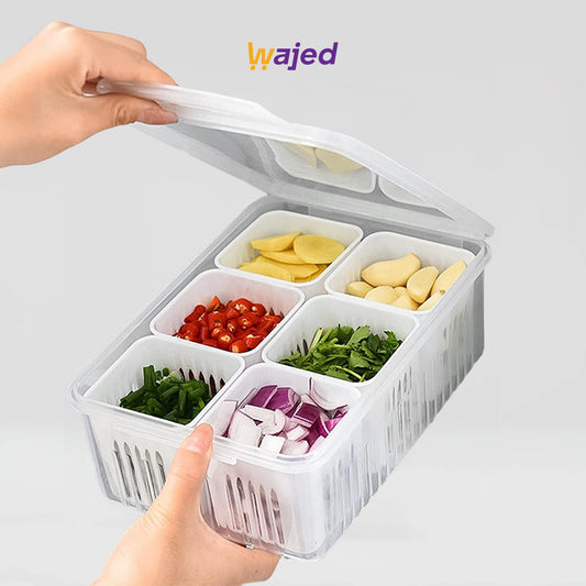 6 Food Storage Containers, Fridge Organizer