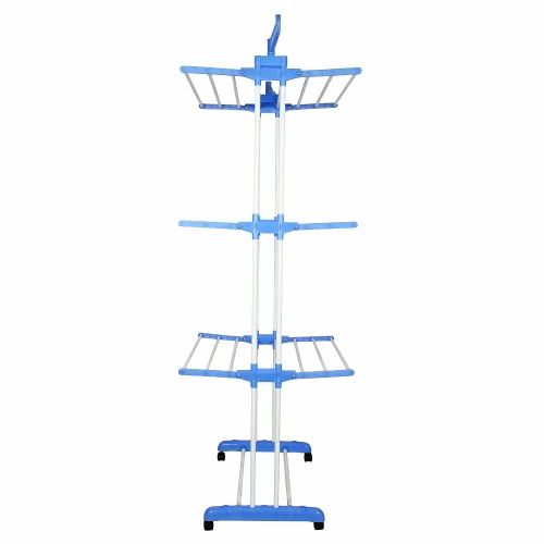 Steel Full Size Heavy Duty Double Pole 3 Layer Cloth Drying Stand