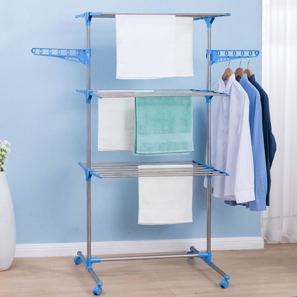 Steel Full Size Heavy Duty Double Pole 3 Layer Cloth Drying Stand
