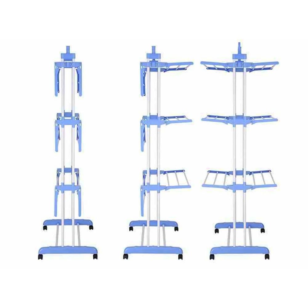 Steel Full Size Heavy Duty Double Pole 3 Layer Cloth Drying Stand