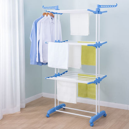 Steel Full Size Heavy Duty Double Pole 3 Layer Cloth Drying Stand